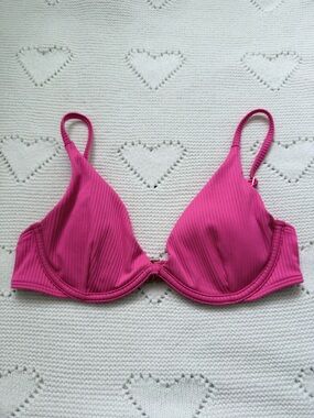 Hollister Ribbed Neon Pink Push Up Bikini Top